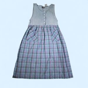 Plaid Sleeveless Dress with Pockets